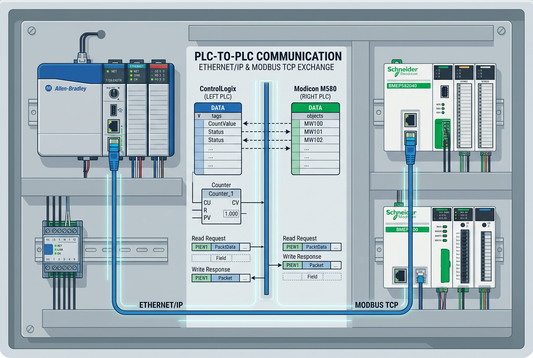 Allen-Bradley Studio 5000 and Schneider Modicon M580 Counter Logic Technical Illustration